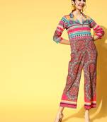 Multicolor printed crepe indowestern