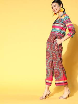 Multicolor printed crepe indowestern 2