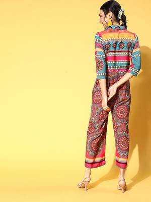 Multicolor printed crepe indowestern 3