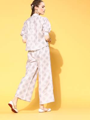 Pink printed art silk kurta sets 3