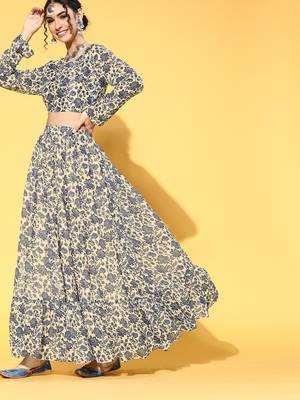 Off-white printed georgette kurta sets 2