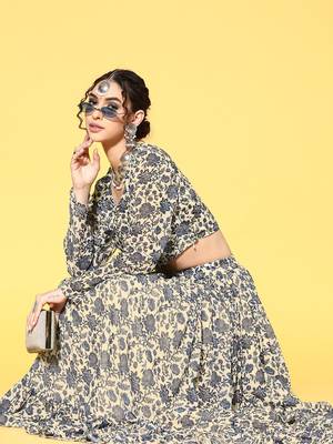 Off-white printed georgette kurta sets 5