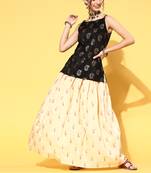 Black printed art silk kurta sets