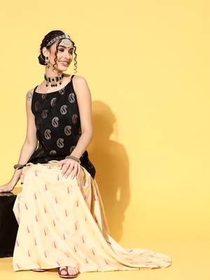 Black printed art silk kurta sets 5