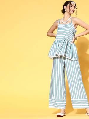 Blue printed rayon kurta sets 1