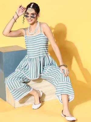 Blue printed rayon kurta sets 5