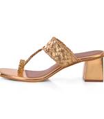 Gold Woven Kolhapuri Heels