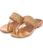 Woven Gold Kolhapuri Flats