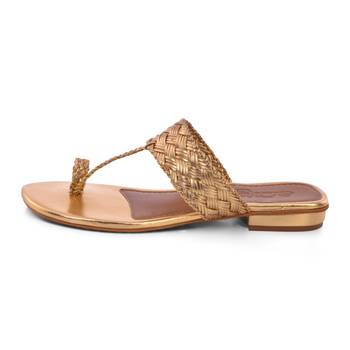 Woven Gold Kolhapuri Flats 3