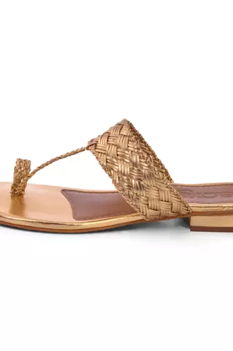Woven Gold Kolhapuri Flats