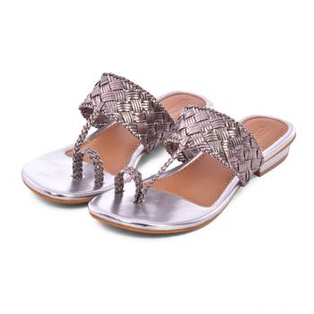 Silver Woven Kolhapuri Flats 1