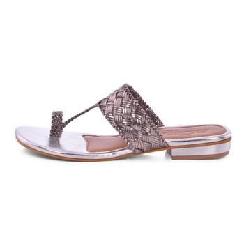 Silver Woven Kolhapuri Flats 3