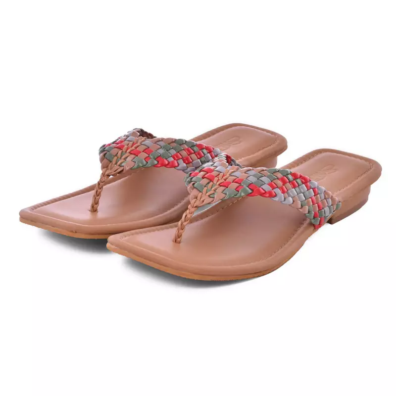 Multi Woven Beige Flats