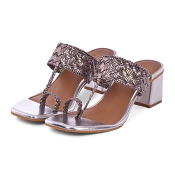 Silver Woven Kolhapuri Heels 2