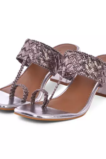 Silver Woven Kolhapuri Heels