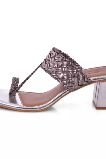 Silver Woven Kolhapuri Heels