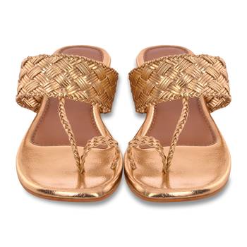 Woven Gold Kolhapuri Flats 2