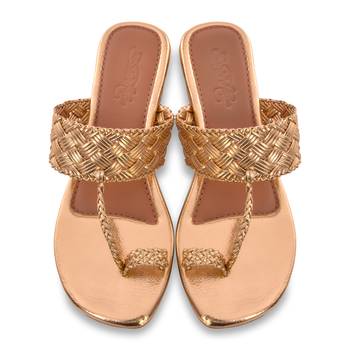 Woven Gold Kolhapuri Flats 4