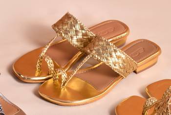 Woven Gold Kolhapuri Flats 5