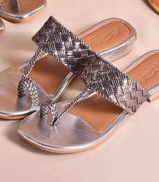 Silver Woven Kolhapuri Flats