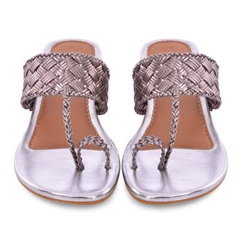 Silver Woven Kolhapuri Flats 4