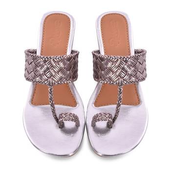 Silver Woven Kolhapuri Flats 5