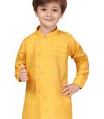 Yellow plain cotton boys-kurta-pyjama
