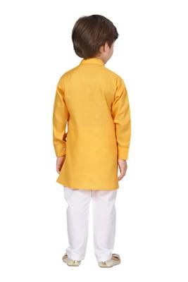 Yellow plain cotton boys-kurta-pyjama 3