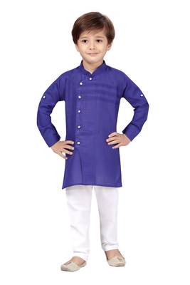 Blue plain cotton boys-kurta-pyjama 2