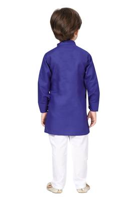Blue plain cotton boys-kurta-pyjama 3