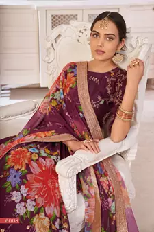 Wine printed georgette semi stitched lehenga