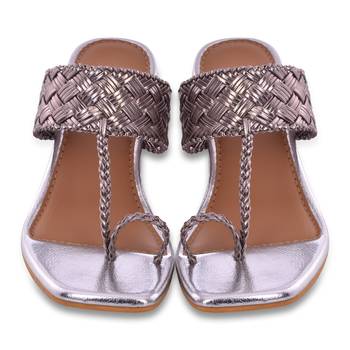 Silver Woven Kolhapuri Heels 4
