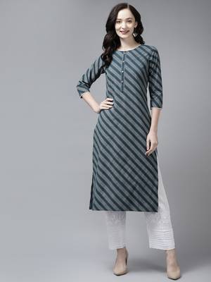 Blue printed cotton ethnic-kurtis 1
