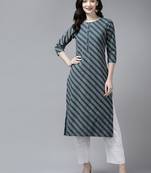 Blue printed cotton ethnic-kurtis