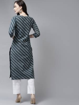 Blue printed cotton ethnic-kurtis 3