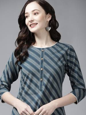 Blue printed cotton ethnic-kurtis 5