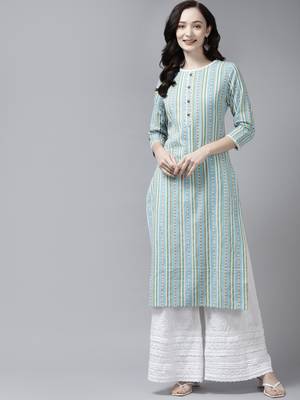 Blue printed cotton ethnic-kurtis 1