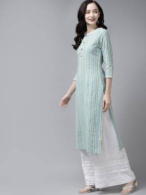 Blue printed cotton ethnic-kurtis 2