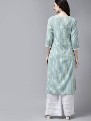 Blue printed cotton ethnic-kurtis 3
