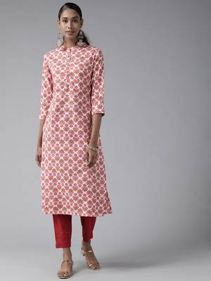 Pink printed cotton ethnic-kurtis 1