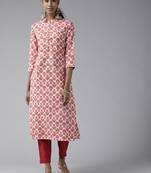 Pink printed cotton ethnic-kurtis