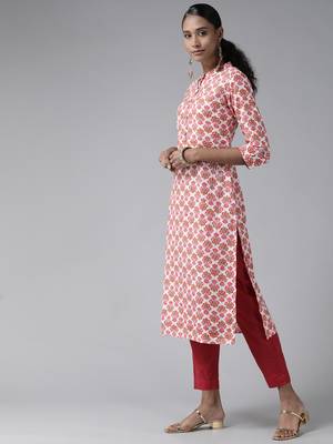 Pink printed cotton ethnic-kurtis 2
