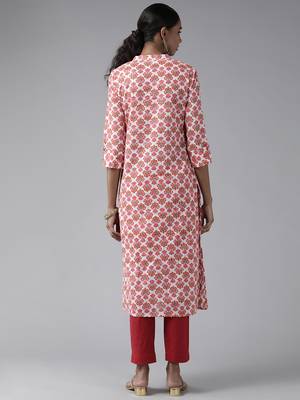 Pink printed cotton ethnic-kurtis 3