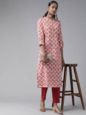 Pink printed cotton ethnic-kurtis 5