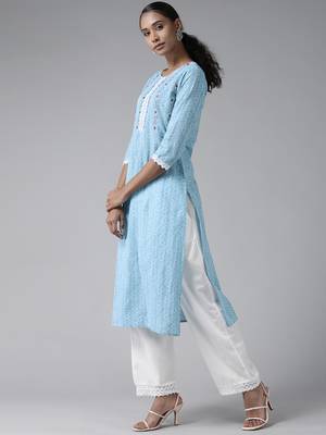 Blue printed cotton ethnic-kurtis 2