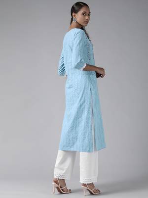 Blue printed cotton ethnic-kurtis 3