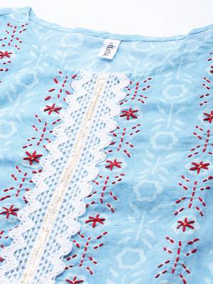 Blue printed cotton ethnic-kurtis 4