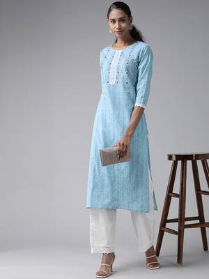 Blue printed cotton ethnic-kurtis 5