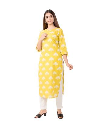 Womens Straight Floral Jaipuri Print Knee Length Kurta 3