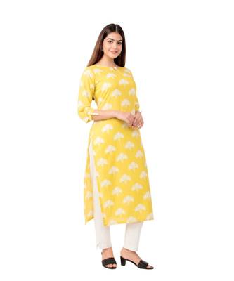 Womens Straight Floral Jaipuri Print Knee Length Kurta 4